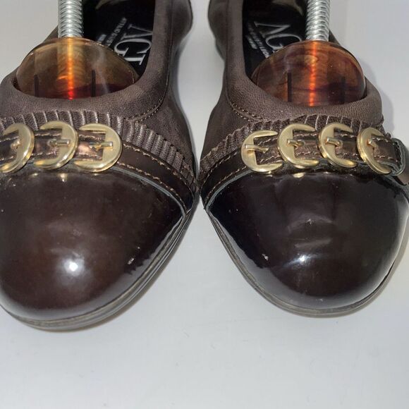 Tory Burch Women's Black Cap Toe Brown Leather Ballet‎ Flats Shoes US Size 7.5 - Picture 3 of 16